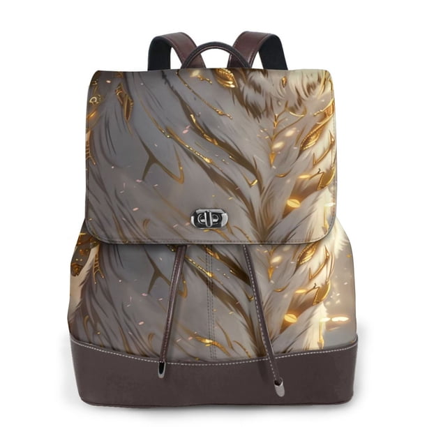 Fotbe Golden White Tiger Mochila Bolso con Estampado para Mujer, Mochila Antirrobo de Nylon Impermeable, Bolsa Ligera de Hombro