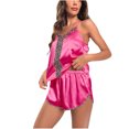 thumbnail image 5 of IROINNID Sleepwear Sets for Women Camisole Pajamas Two Pieces Home Wear Silk Nightwear Two-piece Set,Hot Pink, 5 of 6