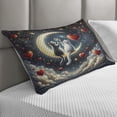 thumbnail image 2 of Ambesonne Cat Quilted Pillowcover, Toasting Romantic Moon Hearts, 30" x 20", Dark Night Blue Vermilion, 2 of 2