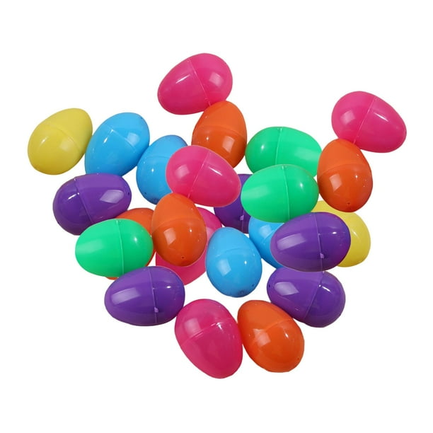 24 huevos de Pascua de plástico de tamaño , decoración colorida en colores pastel para golosinas y llenar cestas