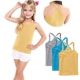 thumbnail image 2 of MKOSPLRT 3-Pack Camisole Tops for Girl 12M-13Y Racerback Spaghetti Strap Tank Tops Solid Cotton Sleeveless Tees Summer Cami Tops, 2 of 9