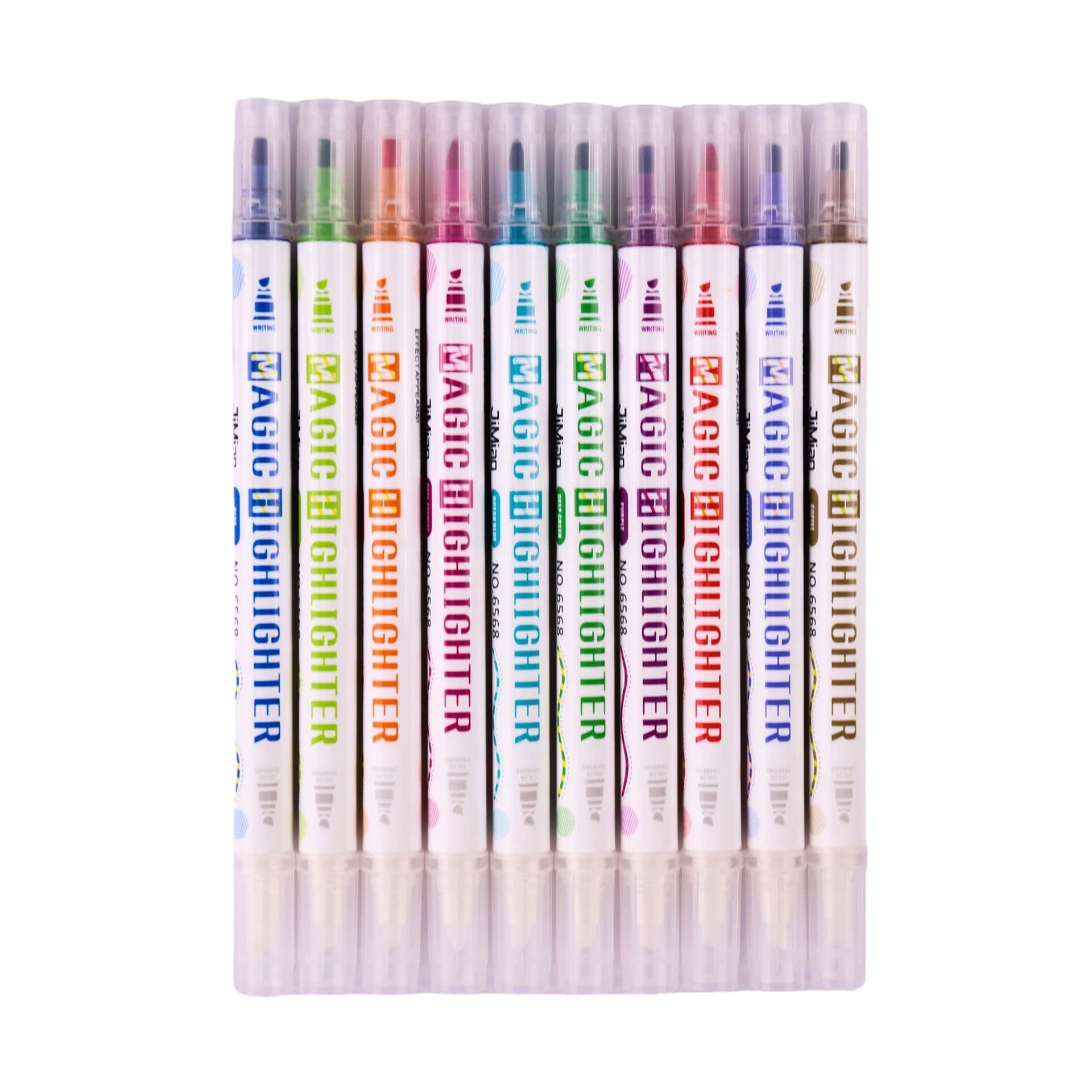 Magic Highlighters Color Changing Highlight Pens, Double Head Colored Pens, Highlighter Pens Assorted Colors, Highlighter Marker Pens, Rainbow Color Pens, 10Pcs