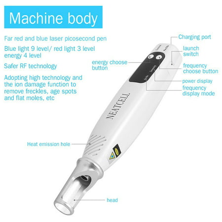EECOO Freckle Removal Machine With Eyeglass, Handheld Picosecond Beauty Care Pen Tattoo Scar Mole Dark Spot Skin Pigment Remover