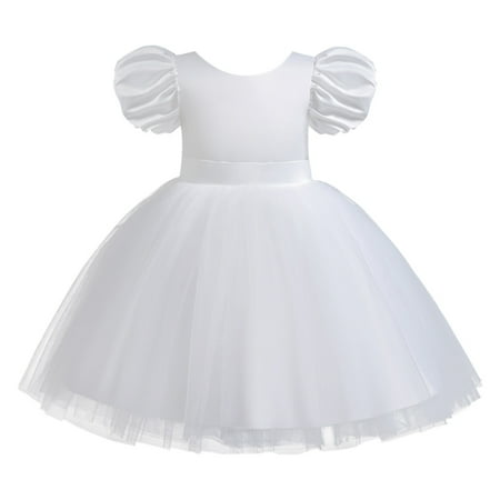 

ZRBYWB Toddler Girls Dress Summer Bubble Sleeve Bow Princess Dress Catwalk Performance Dress Baby Girl Clothes