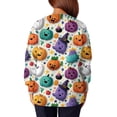 thumbnail image 5 of WTOBBY Women's Fashion Casual Long Sleeve Standing Collar Single Breasted Halloween Printed Workwear Jacket - Comfortable and Durable for Medical Apparel and Costume Use,White 3XL, 5 of 5
