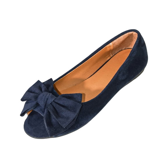 Flat Shoes for Women Round Peep Toe Bow Knot Ballet Flats Casual Soft Comfortable Shoes, 43