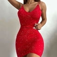 thumbnail image 2 of Vestido cruzado sexy sin espalda con lentejuelas para mujer: vestido ajustado de color liso con mezcla de spandex, perfecto para fiestas/salidas nocturnas, varias tallas, 2 of 6