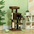 thumbnail image 2 of PawHut Arbre à Chat de 41 Pouces avec Poteaux à Griffer, Lit pour Chat, Condo, Brun, 2 of 10