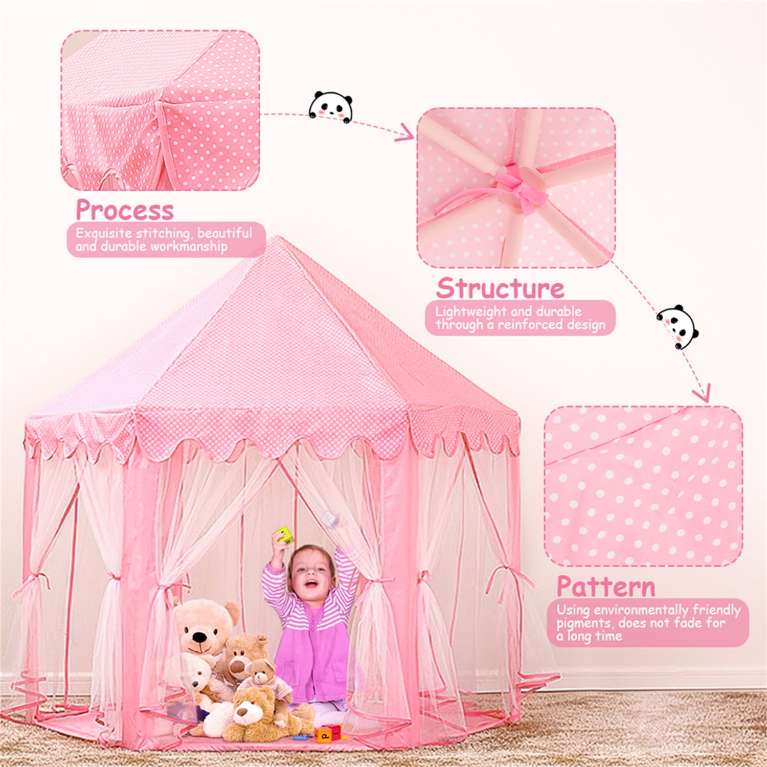 Kadyn Pink Play Tent for Kids, Kids Play Tent with Warm Color LED Lights and Carry Bag, Toddler Tent Kadyn Pink Play Tent for Kids, Kids Play Tent with Warm Color LED Lights and Carry Bag, Toddler Tent