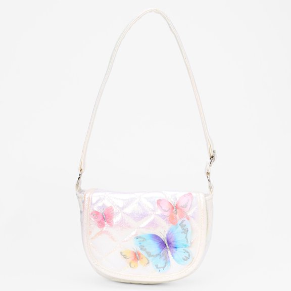 Claire's Sac Bandoulière Blanc Scintillant Papillons Multicolores