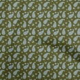 thumbnail image 1 of oneOone Viscose Jersey Olive Green Fabric Florals Dress Material Fabric Print Fabric By The Yard 60 Inch Wide, 1 of 5