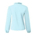 thumbnail image 3 of STETMN Ruffle V Neck T-Shirt for Women Casual Puff Sleeve Cozy Tops Loose Elegant Fall Shirt, 3 of 3