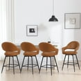 thumbnail image 3 of ANMINY Swivel Bar Stools PU Leather Upholstered Modern Bar Chairs, Set of 6, 26" Counter Height Bar Stools with Hollow Back Island Stools for Home Bar Kitchen Pub, 3 of 10