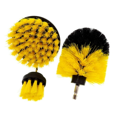 Flexible Patio Grout YXwin Drill Brush Attachment Set Nylon Stiff Scrub Brush Cleaning Kit Fits Most Drills for Bathroom Surface Grout Floor Tub Shower Tile Tire Corners Kitchen Automotive Grill (3PCs A Set) ()