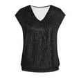 thumbnail image 1 of Camiseta sin mangas con cuello en V y lentejuelas para mujer: prenda brillante para fiesta, diseño con lentejuelas en toda la prenda, 1 of 2
