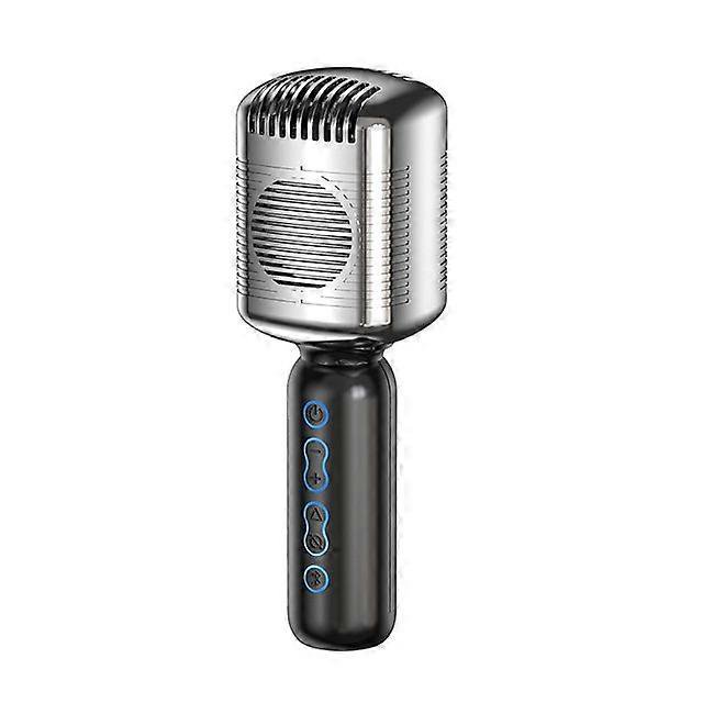 Micrófono de karaoke portátil Yuxing de condensador estilo retro clásico Bluetooth plateado