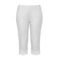 thumbnail image 4 of Hueook Capri Pants for Women Yoga Women's Mid- -Pocket Solid Color Lace Leggings for Summer White XL, 4 of 4