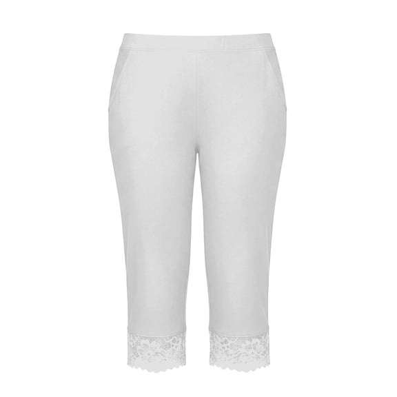 Noric Women's Capri Pants with Pockets Lace Hem Cropped Leggings Skinny Stretch Casual Summer Workout Yoga Pants