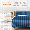 thumbnail image 6 of 3 Piece Black Blue Plaid Duvet Cover Set Queen Size, Microfiber Comforter/Quilt Cover with Corner Ties and 2 Pillowcases, Country Buffalo Checked Gingham All Season Soft Bedding with Zipper Closure, 6 of 8