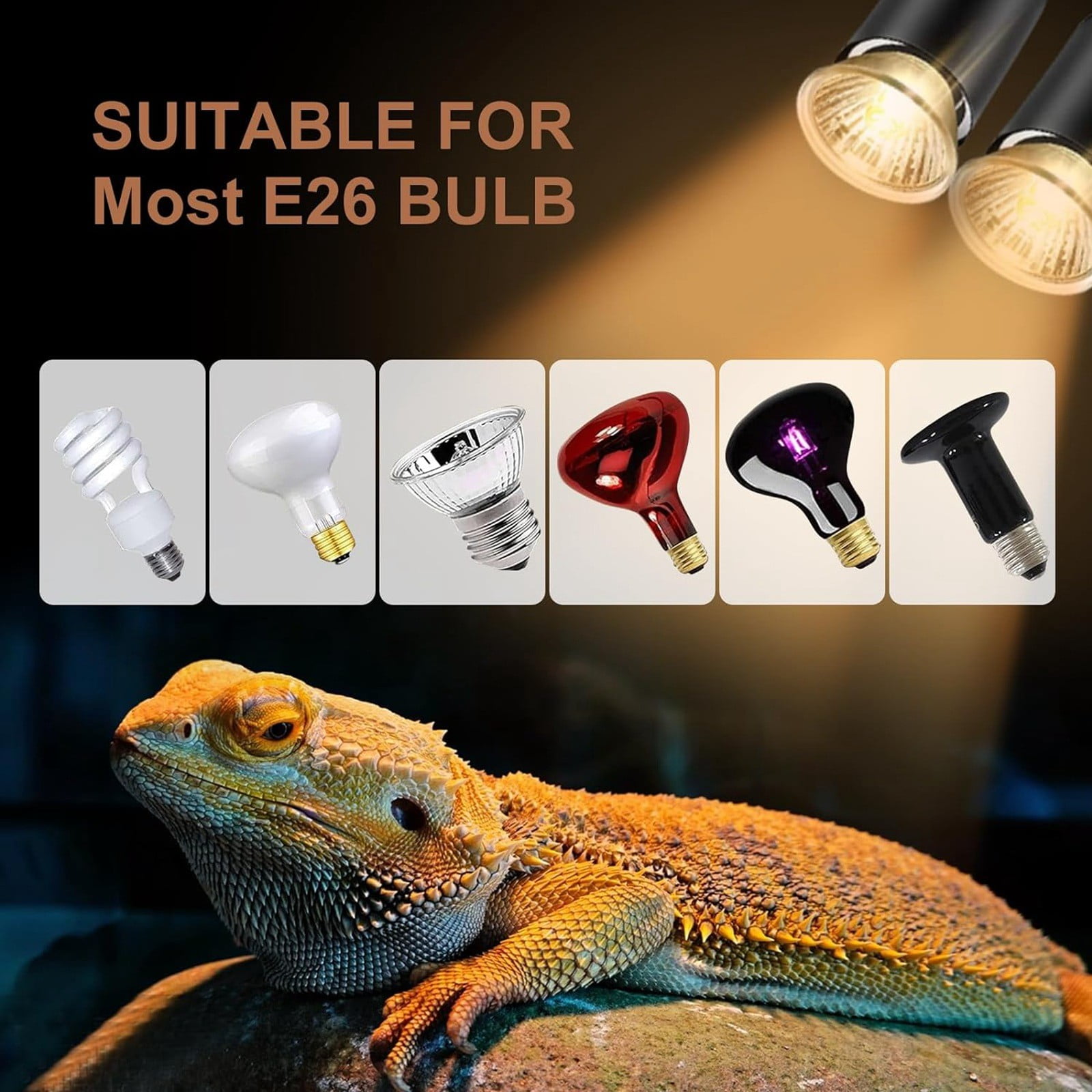 Pet Supplies Turtle Basking Lamp Heating Calcium Supplement UVA Climbing Tortoise Double Headed Insulation Sun Lamp