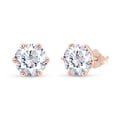 thumbnail image 2 of Moissanite Stud Earrings 2ct 14K Rose Gold Over Sterling Silver Ear Studs for Women, 2 of 5