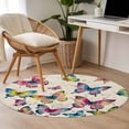 thumbnail image 5 of Colorful Butterfly 3ft Area Rug, Elegant Pastoral Butterflies Rustic Watercolor Washable Non-Slip Small Round Rugs for Entryway Bedroom Kitchen, Circle Carpet for Dining Room, Playroom Nursery Rug, 5 of 9