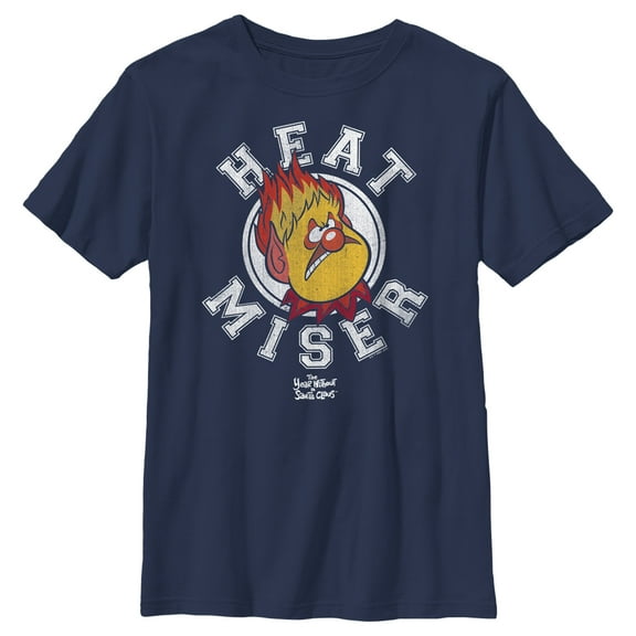 Boy's The Year Without a Santa Claus Heat Miser Stamp  Graphic Tee Navy Blue Small