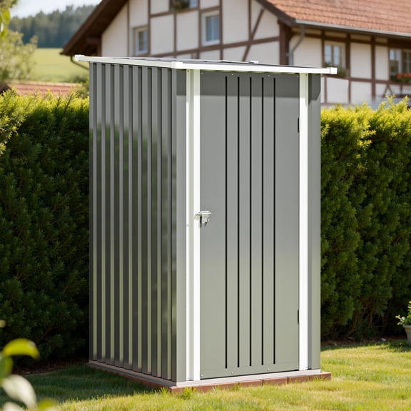 3 x 3 FT Metal Storage Shed, Gray | All Weather Waterproof, Outdoor Garden Shed with Sloped Roof, Lockable Door & Air Vents