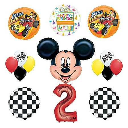 Mickey Mouse 2nd Birthday Party Supplies and Mickey Roadster Balloon Bouquet Decorations