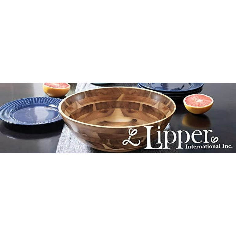 Lipper International 293 Cherry Finished Wavy Rim Serving Bowl for