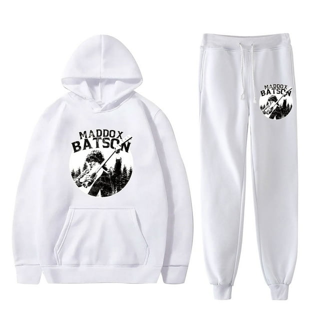 Maddox Batson Vintage Merch Chandails à Capuchon Jogger Pants Cosplay Unisexe Mode Mode Urbaine Chandails en Molleton,TP,Blanc