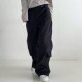 thumbnail image 1 of Pantalones vintage de cintura alta, holgados, con bolsillos, estilo Harajuku, de punto, estilo casual, para mujer, estilo hip hop, de pierna ancha y holgados., 1 of 6