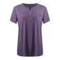 thumbnail image 3 of Fanxing Purple 2pcs Plus Size V Neck Tops for Women XXXXL 2025 Summer Short Sleeve Basic Henley Shirts ( Women's Plus L-5XL), 3 of 5