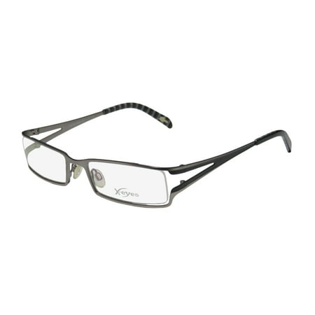 New Continental Adjustable Nosepads Eyewear X-Eyes 107 Mens Designer Full-Rim Gunmetal / Black Frame Demo Lenses 53-19-135 Eyeglasses/Glasses