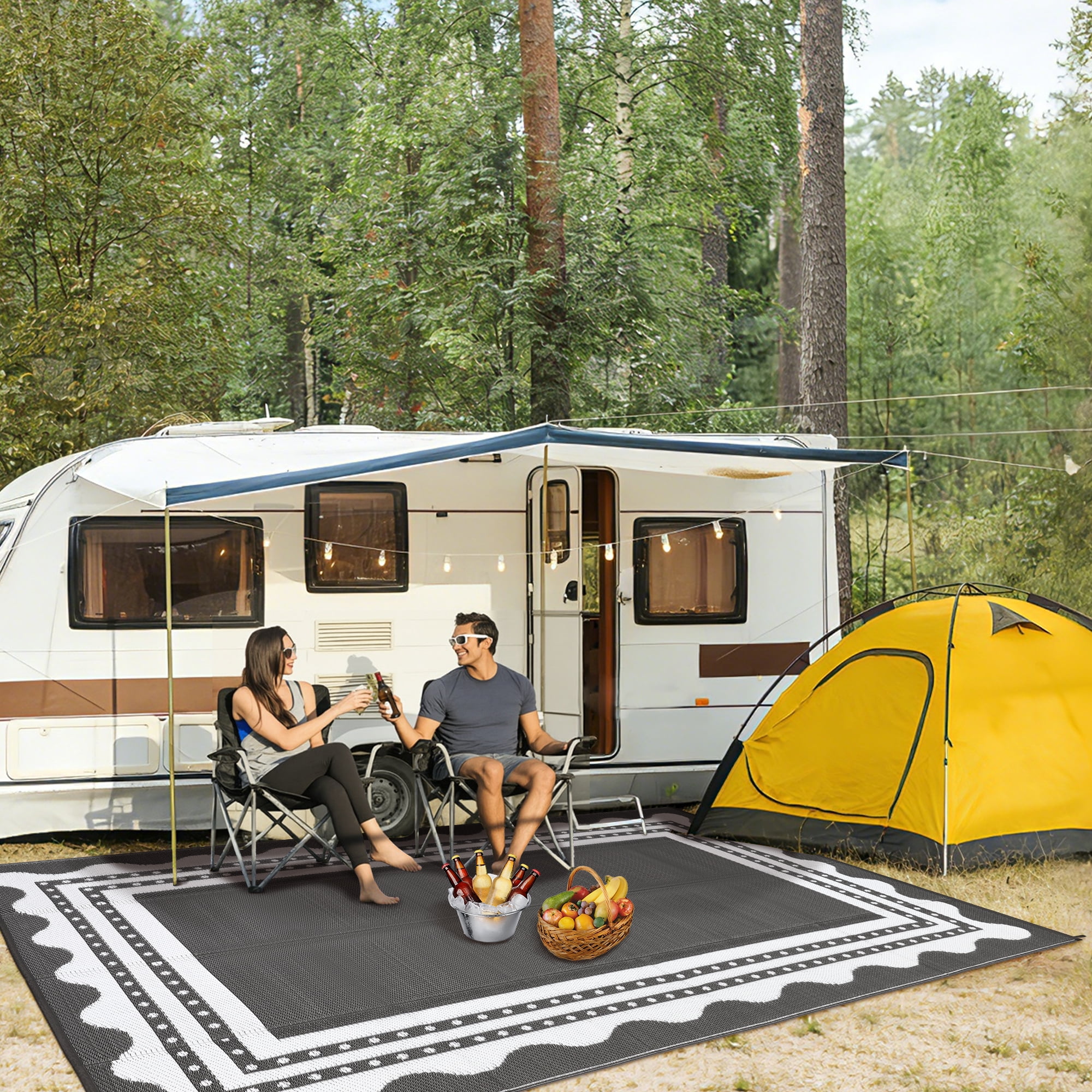Waterproof Outdoor Rug – Reversible Plastic Mat for Camping, RV, Patio, Deck, Backyard, Balcony, Picnic – Easy Clean, Fade Resistant, Lightweight & Portable