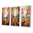 thumbnail image 3 of Designart "Birch Woods Autumn VII" Floral Framed Wall Art Set Of 3 - Brown Tree Birch Frame Canvas Set For Living Room Decor, 3 of 6
