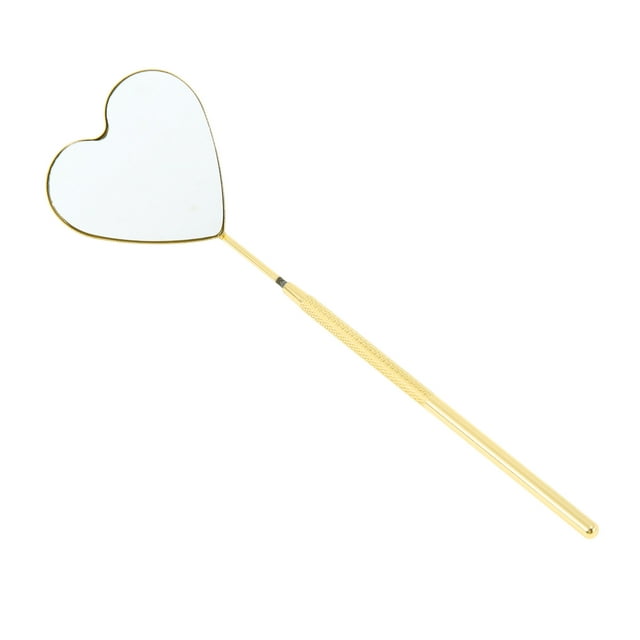 Unique Bargains 1 Pc Espejo de Pestañas con Patrón de Corazón de Acero Inoxidable Tono Dorado
