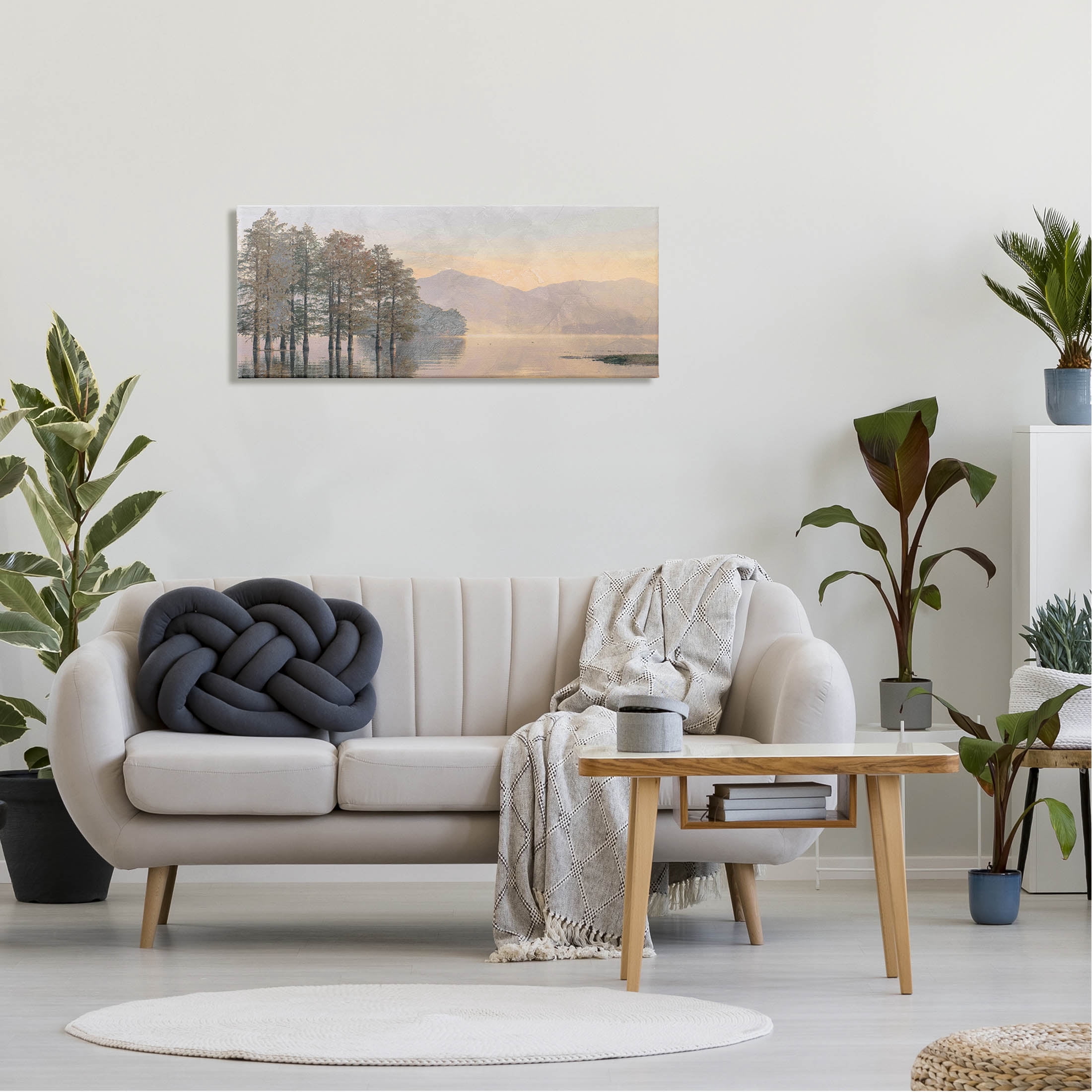 Mountain Lake Water Reflection Landscape Graphic Art Gallery Wrapped Canvas Print Wall Art