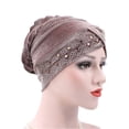 thumbnail image 3 of SPRING PARK Women's Elegant Velvet Stretch Turban Hat Lady's Hijab Cap Hair Loss Head Scarf Cover Headwear Cap, 3 of 6