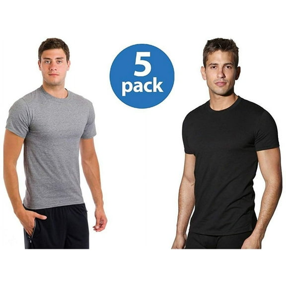 Fruit of the Loom Men's Cotton Crew-Neck Tagless Undershirts Tanks T-Shirts Black & Grey Cotton Undershirts, Medium