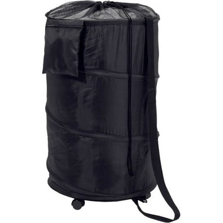 Rectangle Hamper Honey - Honey Can Do Large Folding Nylon Rolling Pop-Up Hamper, Black