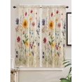 thumbnail image 2 of Spring Floral Bedroom Curtains 63 Inches length, Vintage Pastoral Rustic Botanical Flowers Window Treatment Curtain Drapes, Rod Pocket Curtain Panels for Living Room Kitchen, 42"x63", 2 Panels, 2 of 7