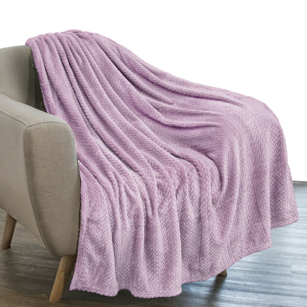 PAVILIA Luxury Flannel Fleece Blanket Throw Lavender Purple | Soft