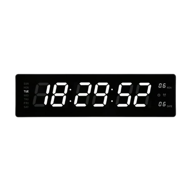 Reloj digital LED con fecha y calendario, reloj electrónico para el hogar, puerto USB, ideal para el aula. Blanco