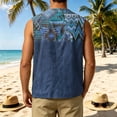 thumbnail image 5 of GrmtClth Men Lightweight Outdoor Hiking Waistcoat, Ethnic Chevron Aztec Tribal Print V Neck Patchwork Sleeveless Button Tank Top Royal Blue 2XL, 5 of 5