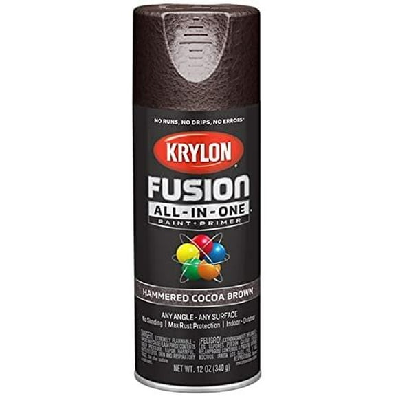 12 oz Krylon K02785007 Cocoa Brown Fusion All-In-One Paint & Primer Spray Paint, Hammered Pack of 6