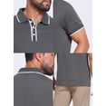thumbnail image 7 of DARING DIVA Men's Contrast Trim Short Sleeve Button Closure Polo Shirts S Dark Gray, 7 of 7