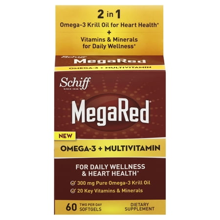 MegaRed Omega 3 Krill Oil + Multivitamin Softgels, 60 Ct