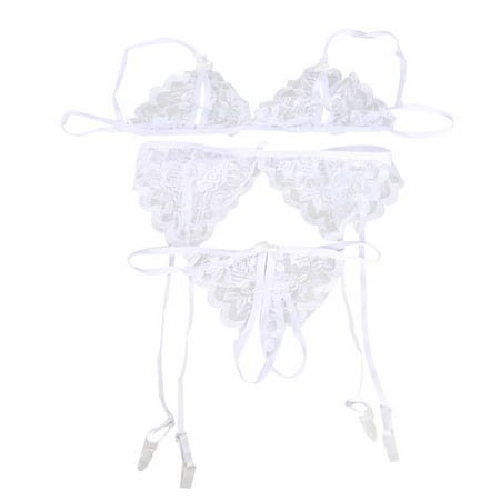 Manlo Hot Woman Lacework Open Bra Sleepwear Crotchless G-string Garter ...