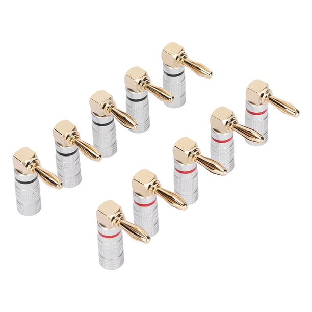 Angle de Ángulo recto, 10 pcs reduce los circuitos Cortos enchufes de plátano de plátano estuche de aluminio 24k para cable de altavoces de 4 mm